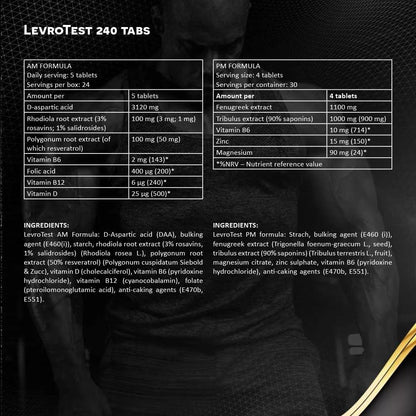 Levro-Test T-Boost 2x120 Tabs. AM/PM Formular - trainings-booster.de