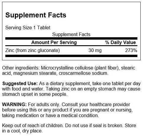 Swanson Zinc 250 Tabletten a´30mg - trainings-booster.de