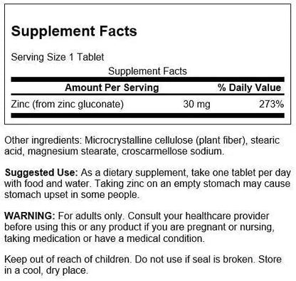 Swanson Zinc 250 Tabletten a´30mg - trainings-booster.de